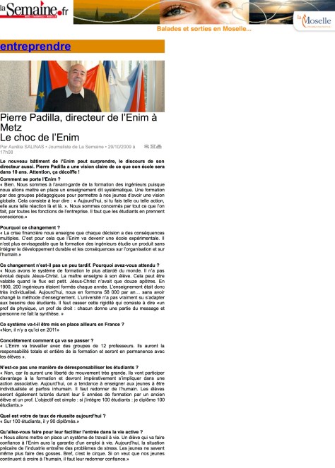 2009.10.29_Pierre Padilla, directeur de l’Enim à Metz Le choc de l’Enim - La Semaine.fr